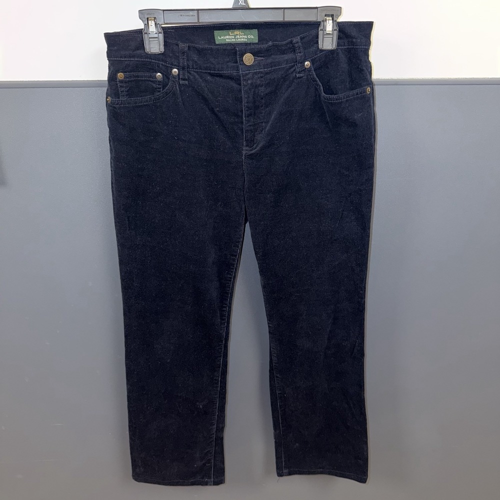 Lauren Ralph Lauren Women's Corduroy Pants Size 8 Navy Blue Straight Leg Soft